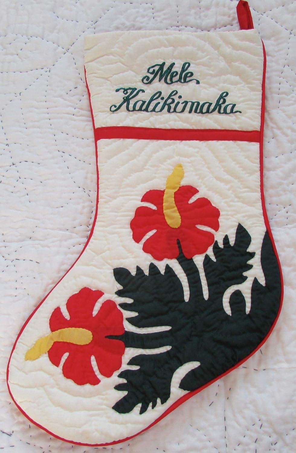 Hawaiian Quilt 100% Hand Quilted/Hand Appliqued Christmas Stockings