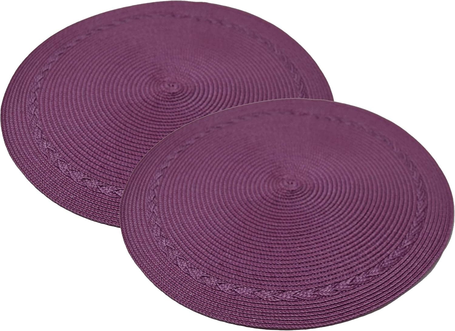 14" Round Shape Woven Placemat Set of 4. Lavender Purple Color