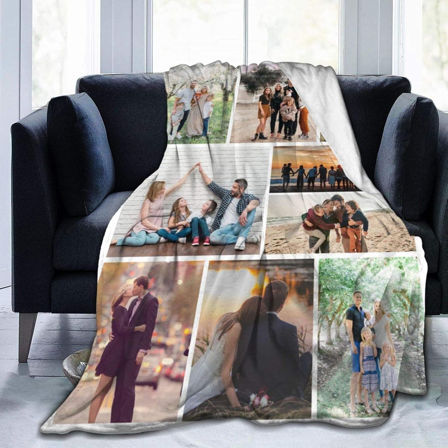 Custom Photo Throw Blanket Big Customized Personalized with Picture Upload Blankets for Adult Kid Birthday Christmas Halloween New Year Mothers Fathers Valentines Gift Picture-9 50"x40"