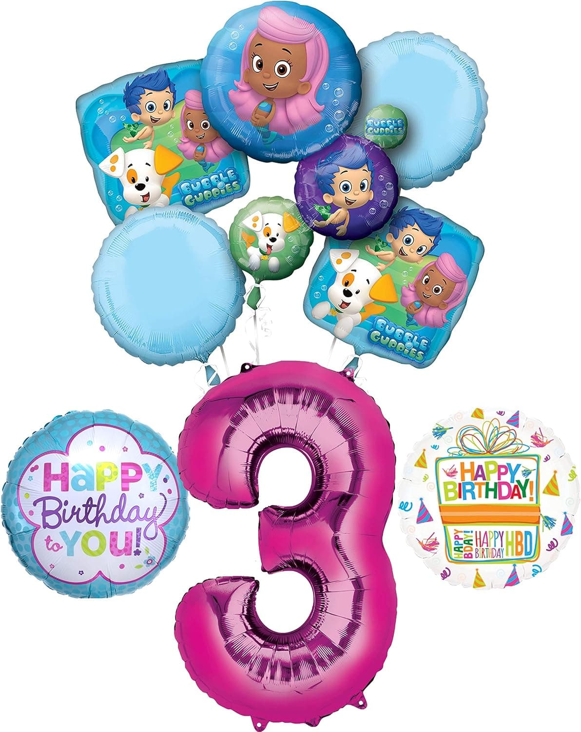 Bubble Guppies 3rd Birthday Party Supplies and Balloon Bouquet Decorations