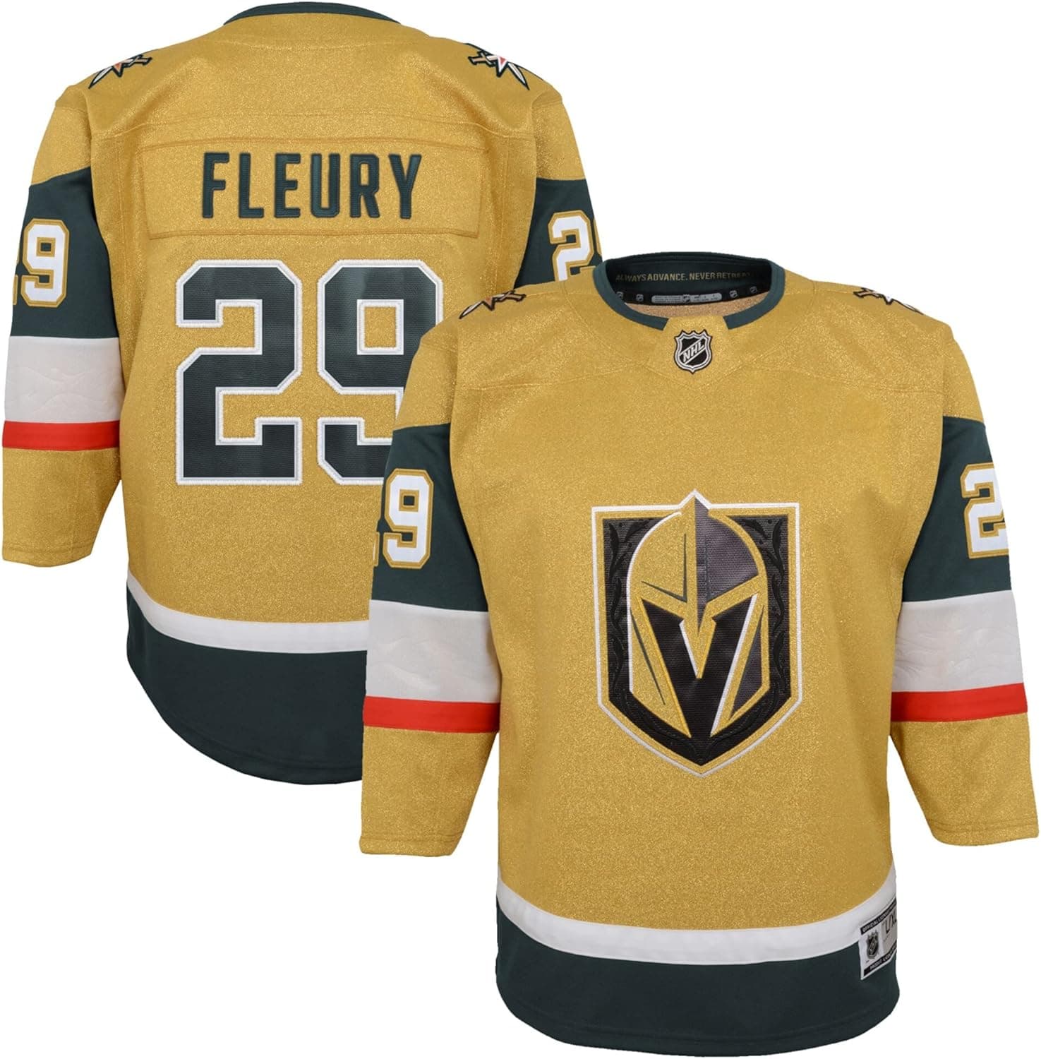 Marc-Andre Fleury Las Vegas Golden Knights #29 Gold Kids Youth 4-20 Home Premier Player Jersey