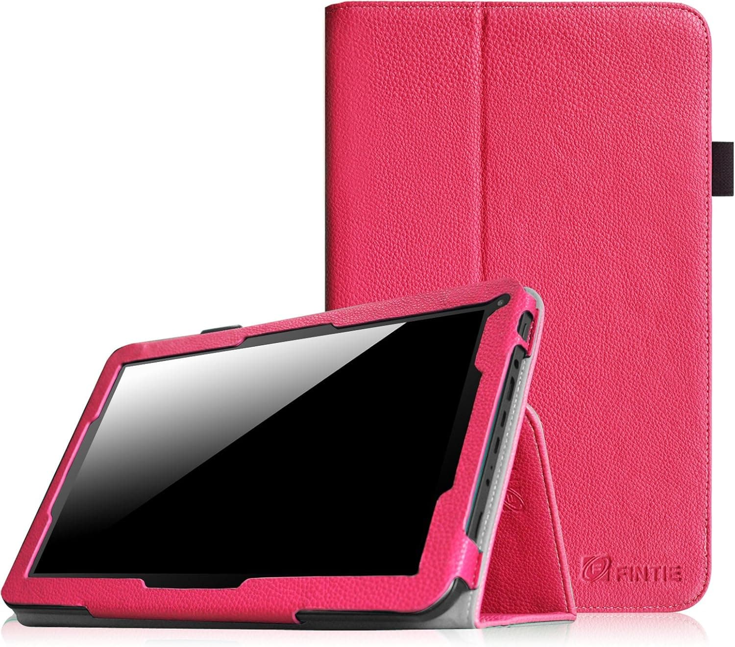 Fintie Premium PU Leather Cover for 10.1 Inch Tablet Inclu. iRULU eXpro X1s / X1 Plus 10.1, Dragon Touch A1 / A1X Plus 2016 Edition, ValuePad VP112 (Check Compatible List Below), Magenta
