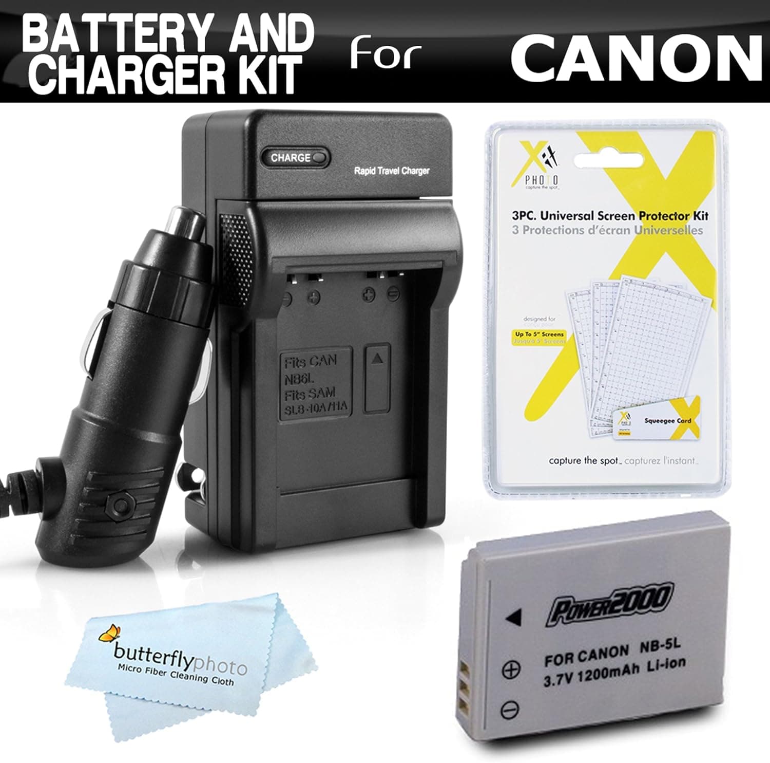 Battery and Charger Kit for Canon PowerShot S100 SX230HS, SX-230HS, SX210IS SX200IS SD990IS SD970IS SD950IS SD900 SD890IS SD880IS Includes Replacement NB-5L Extended Battery + Ac/Dc Charger + More