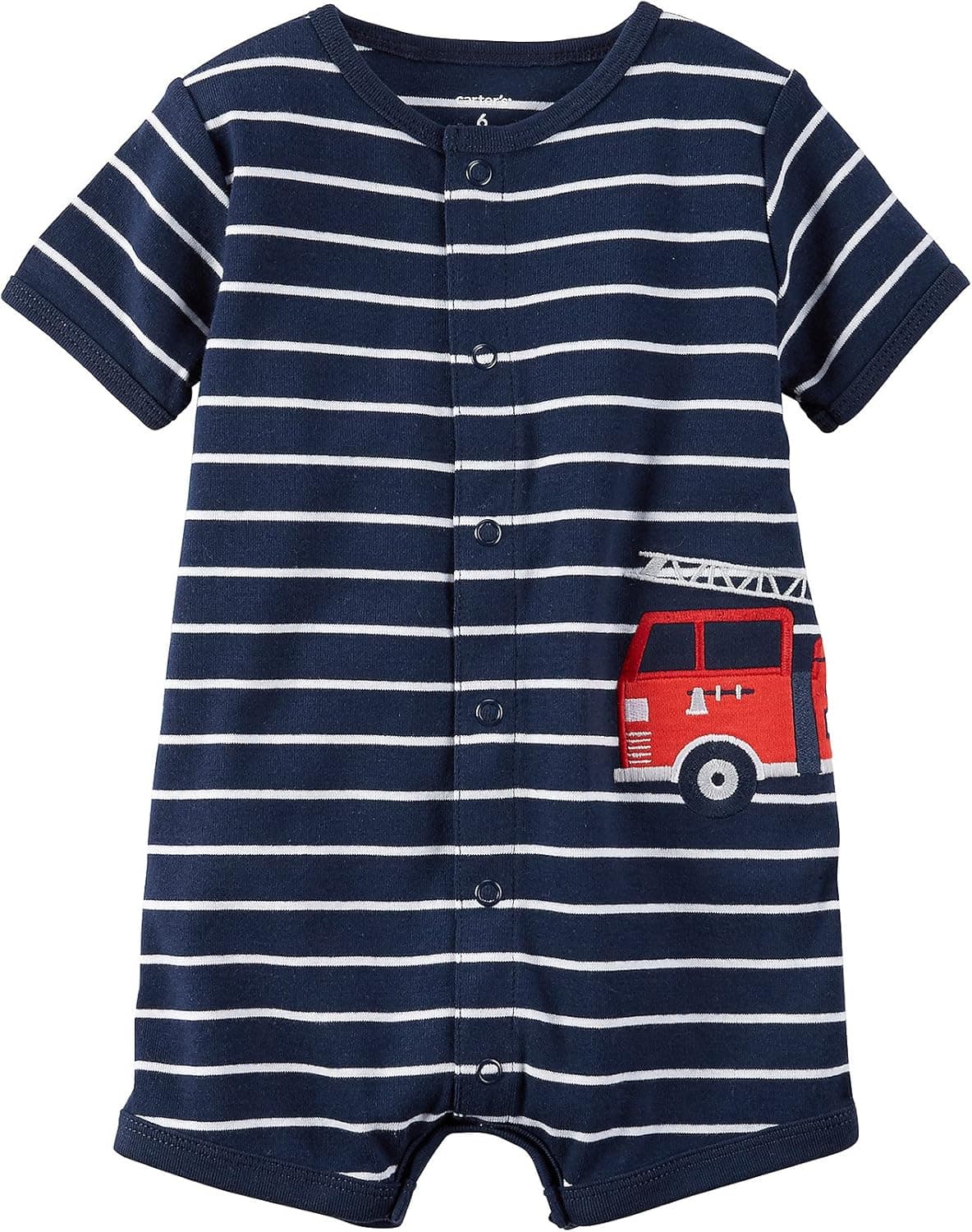 Carter's Baby Boys' Firetruck Snap Up Romper Newborn Blue