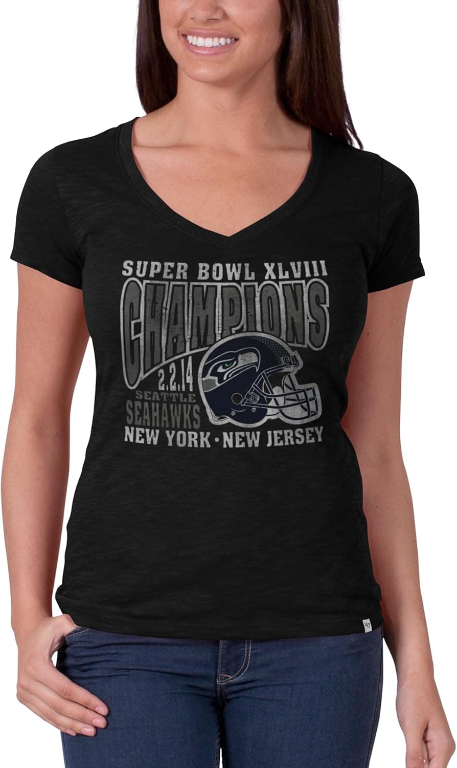 NFL Seattle Seahawks Women's Super Bowl XLVIII Champions V-Neck Scrum Tee
