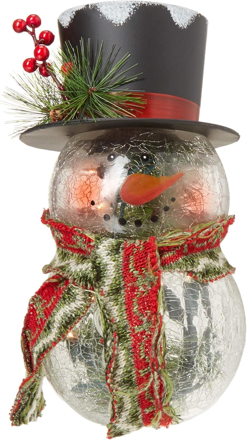 GIL 9"H Electric Lighted Crackle G Christmas, 5InL x 5InW x 9InH, Multicolor