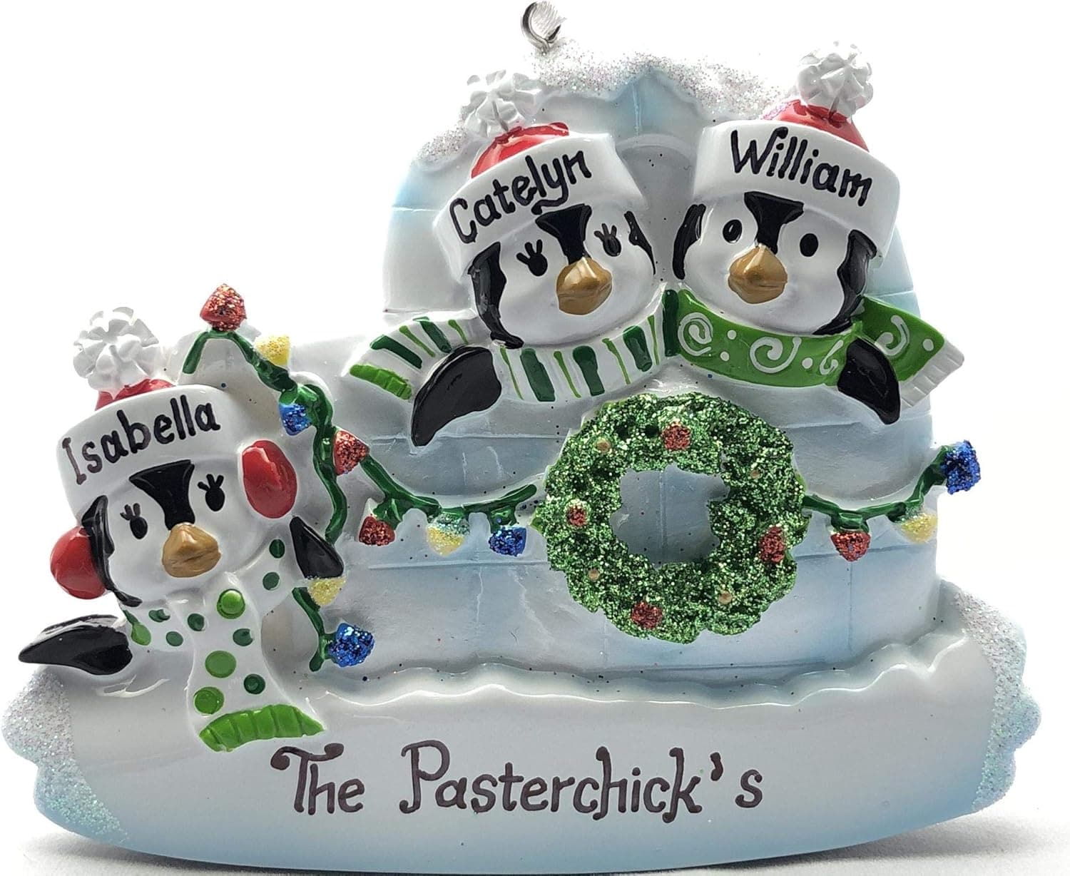 Personalized Penguin Igloo Family Christmas Ornament (Family of 3) Cute Penguin Parents Grands Sibling Children Kid Best Friend Ornament-Christmas Tree Ornament 2022-Free Customization