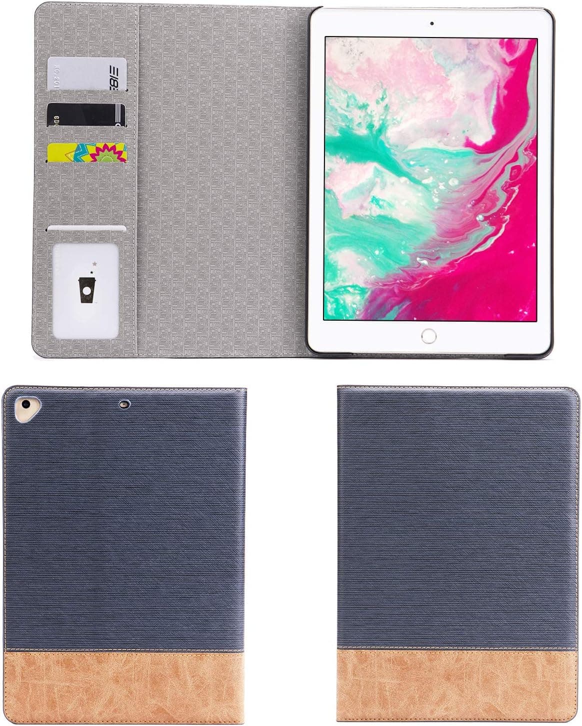 iPad 2018/2017 9.7 Case Cover,Dream Wings Book Style Stand with Auto Sleep/Wake and Card Slots Smart Case for Apple New iPad 9.7 inch 2018 Model and 2017 iPad 9.7 (iPad 9.7 2018/2017, Dark Blue)