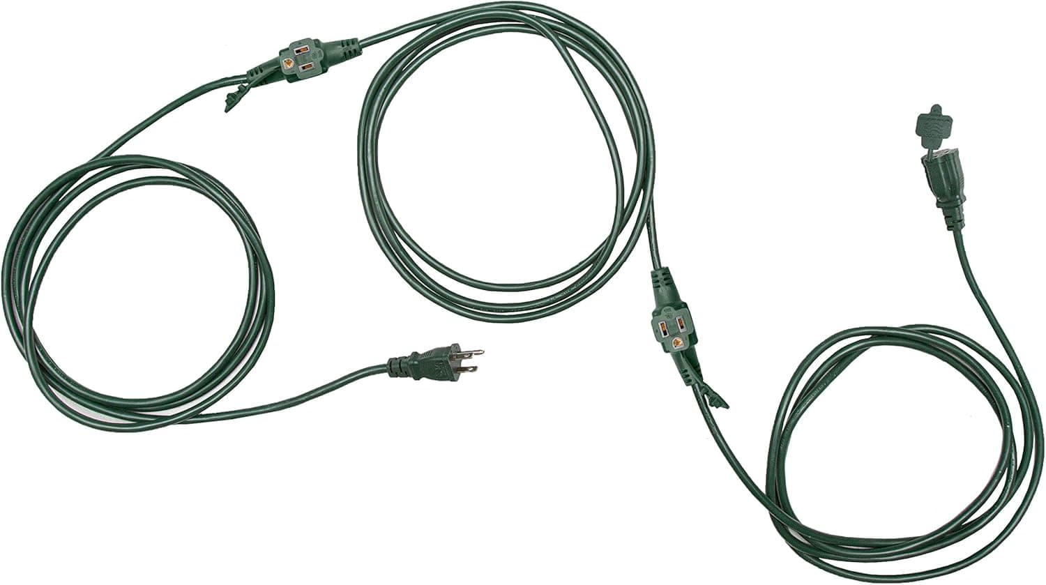 Iron Forge 25 Ft Green Extension Cord with 3 Spaced outlets - 16/3 SJTW Multiple Outlets Extension Cord with 3 Prong - 13 AMP for Outdoor Lighting & Decoration