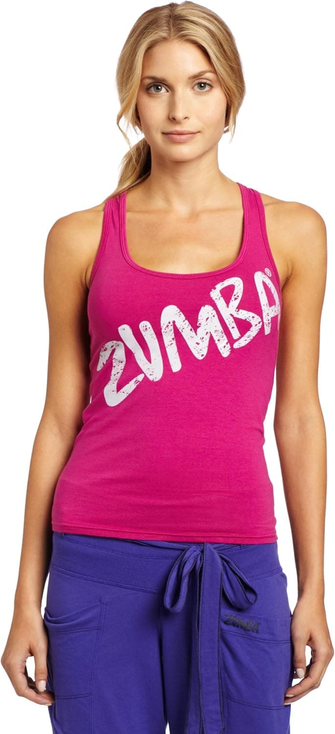 ZUMBA Women's Athletic Graphic Design Dance Workout Racerback Tank Top