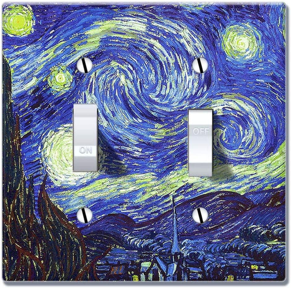 WIRESTER Double Gang Toggle Light Switch Plate/Wall Plate Cover - The Starry Night Van Gogh