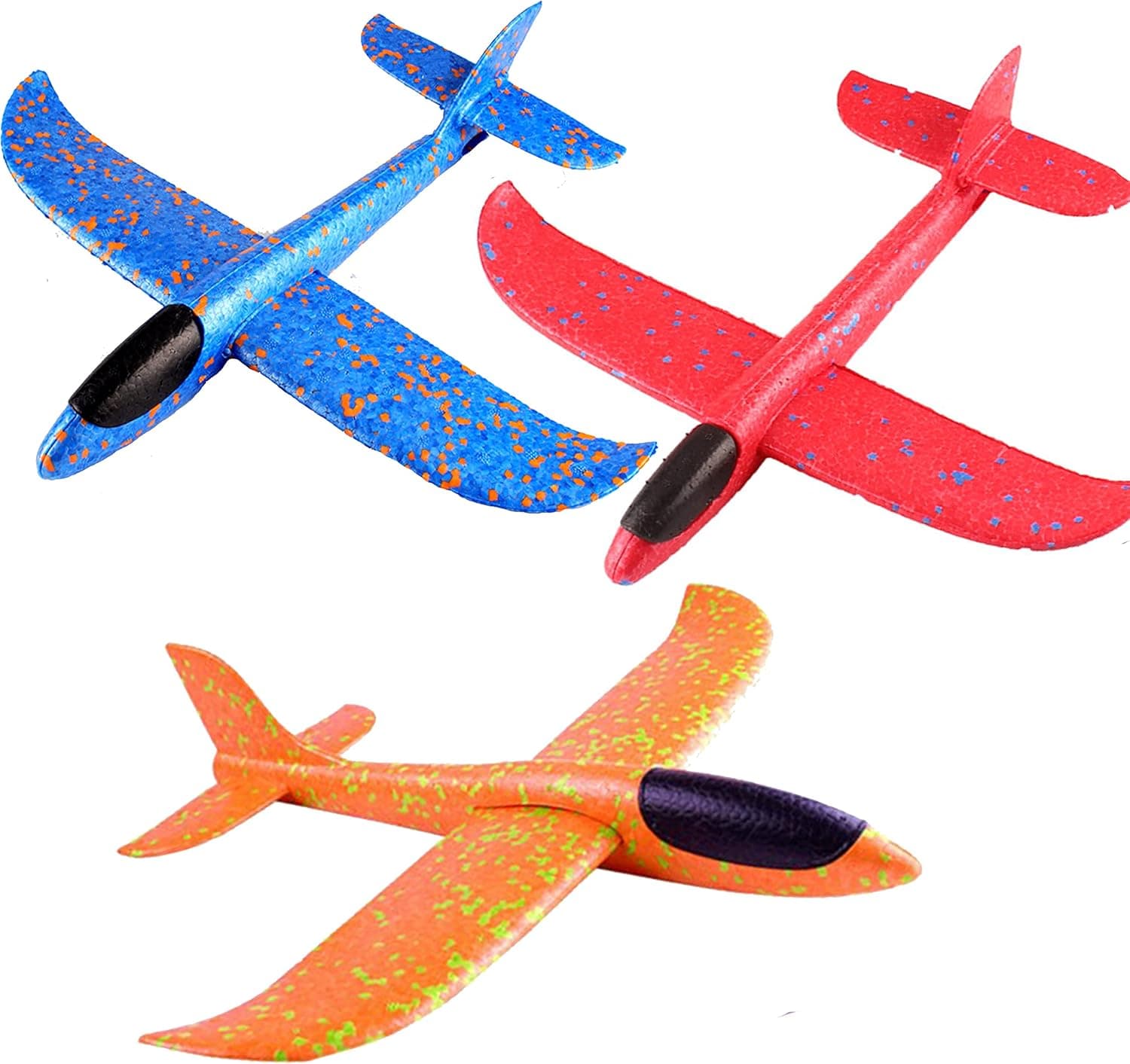 3 Pack Airplane Toys for Toddlers,13.5" Large Throwing Foam Plane,2 Flight Mode Glider Planes Flying Toy for Kids,Outdoor Sports Toys Birthday Party Favors Gifts for 3 4 5 6 7 8 9 Year Old Boy Girl