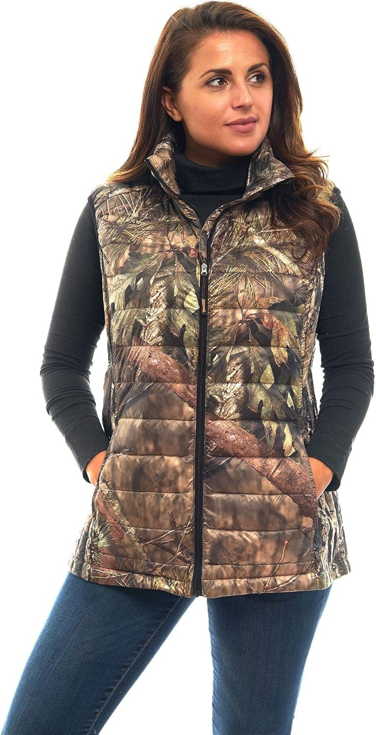 TrailCrest Sleeveless Puffer Jacket for Women Full Zipper, Lightweight Mossy Oak