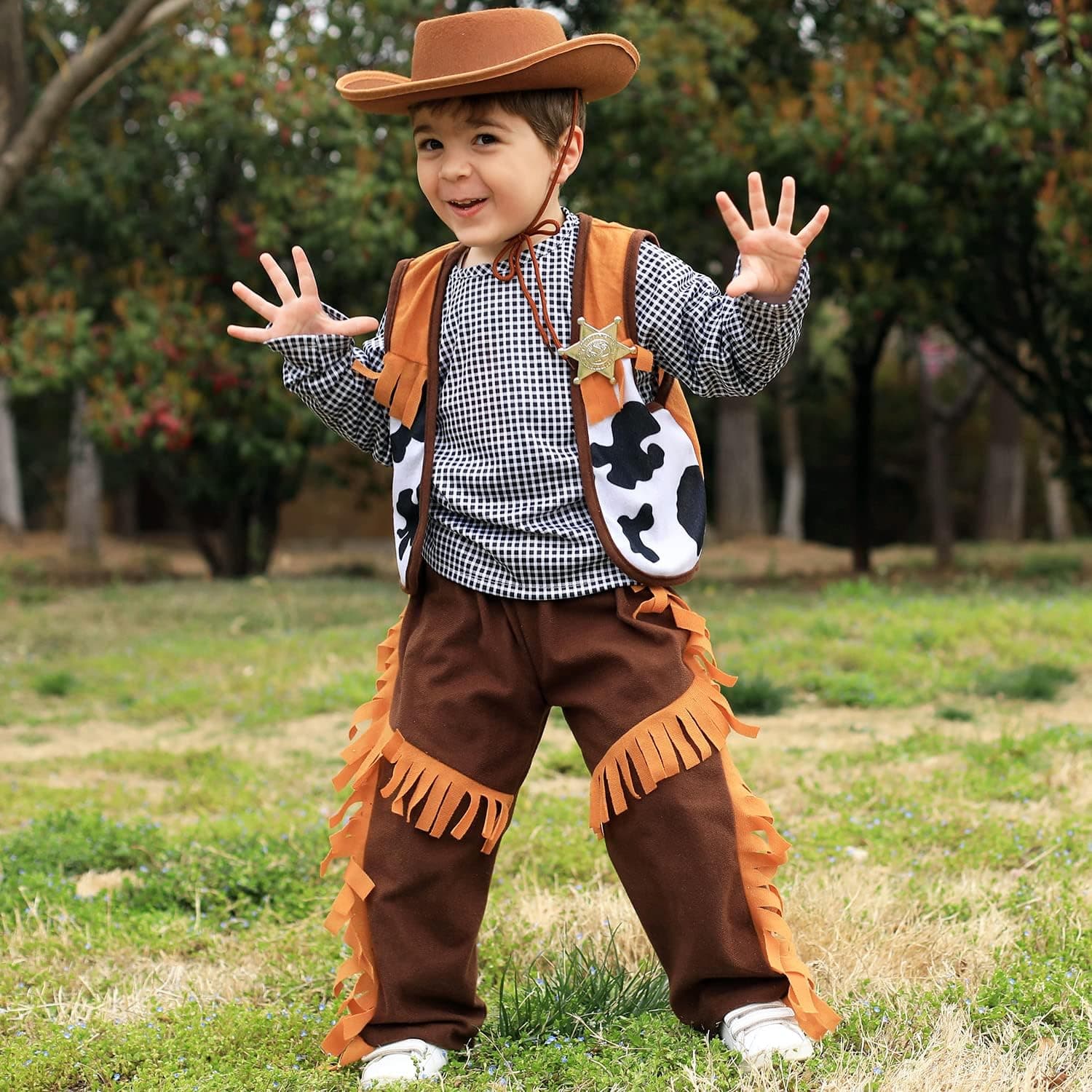 iPlay, iLearn Cowboy Costume for Boys, Toddler Western Outfit Set, Kids Role Play Cosplay Dress Up Cloth Gift for 2 3 4 Child