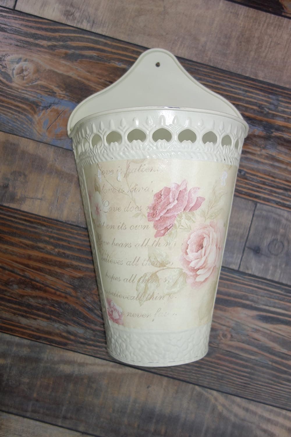 Antique Floral Designed Wall Vase Planter, Shabby Chic, Excellent Wall Decor...!