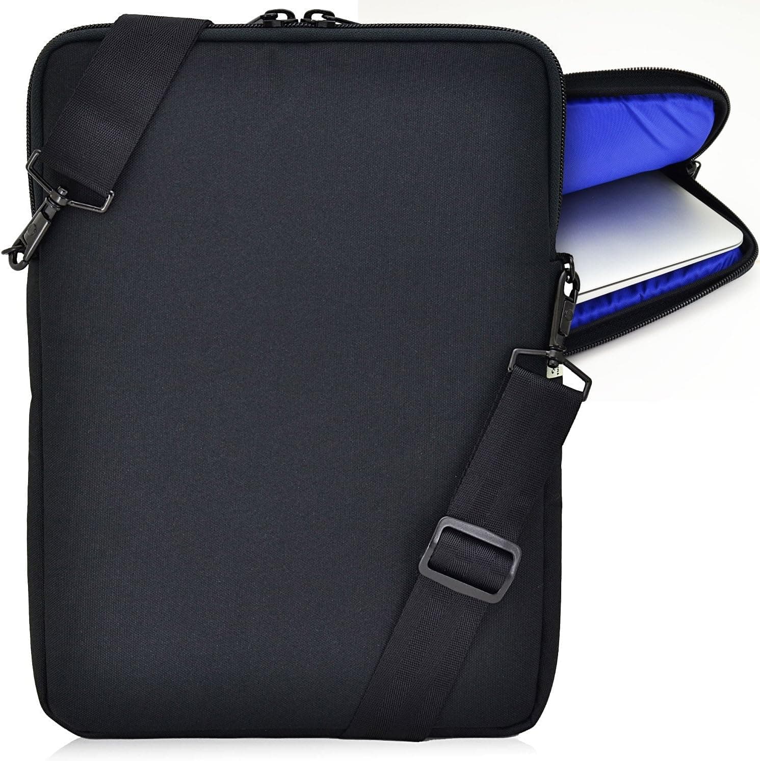 Turtleback Universal Laptop and Chromebook Pouch Bag with Shoulder Strap - Fits Devices up to 11" Inch - (Black/Blue), Made in USA