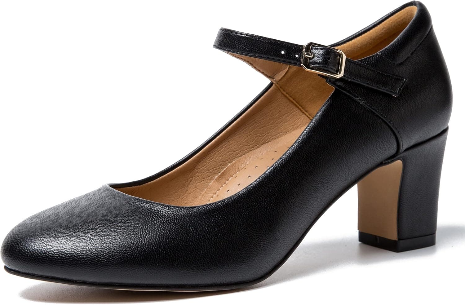 MAIERNISI JESSI Unisex Men's Women's Mary Jane Shoes Block Heel Round Toe Buckle Mid High Dress Wedding Party Pumps