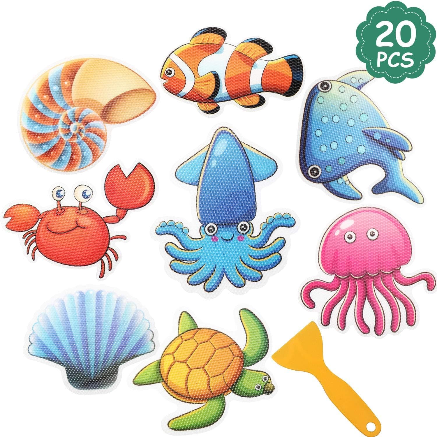 Boao 20 Pieces Sea Creature Decal Tread Stickers Kids Adhesive Floor Stickers