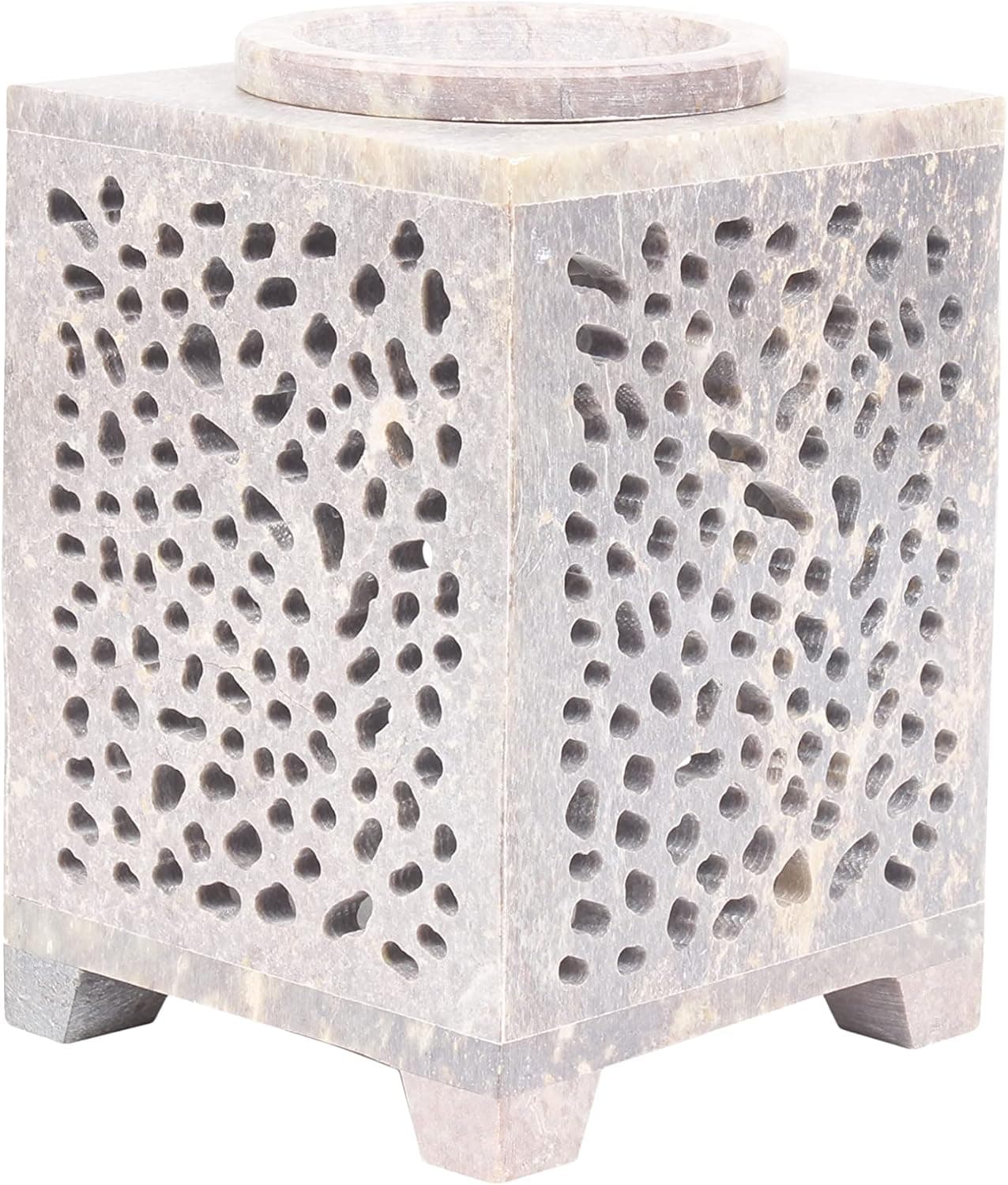 Soapstone Natural Color Essential Oil Diffuser Burner | Decorative Tea Light Holder | Soapstone Warmer Aromatherapy Diffuser for Meditation, Garden, Spa, Yoga, Living Room Décor 4 X 3.25 Inch
