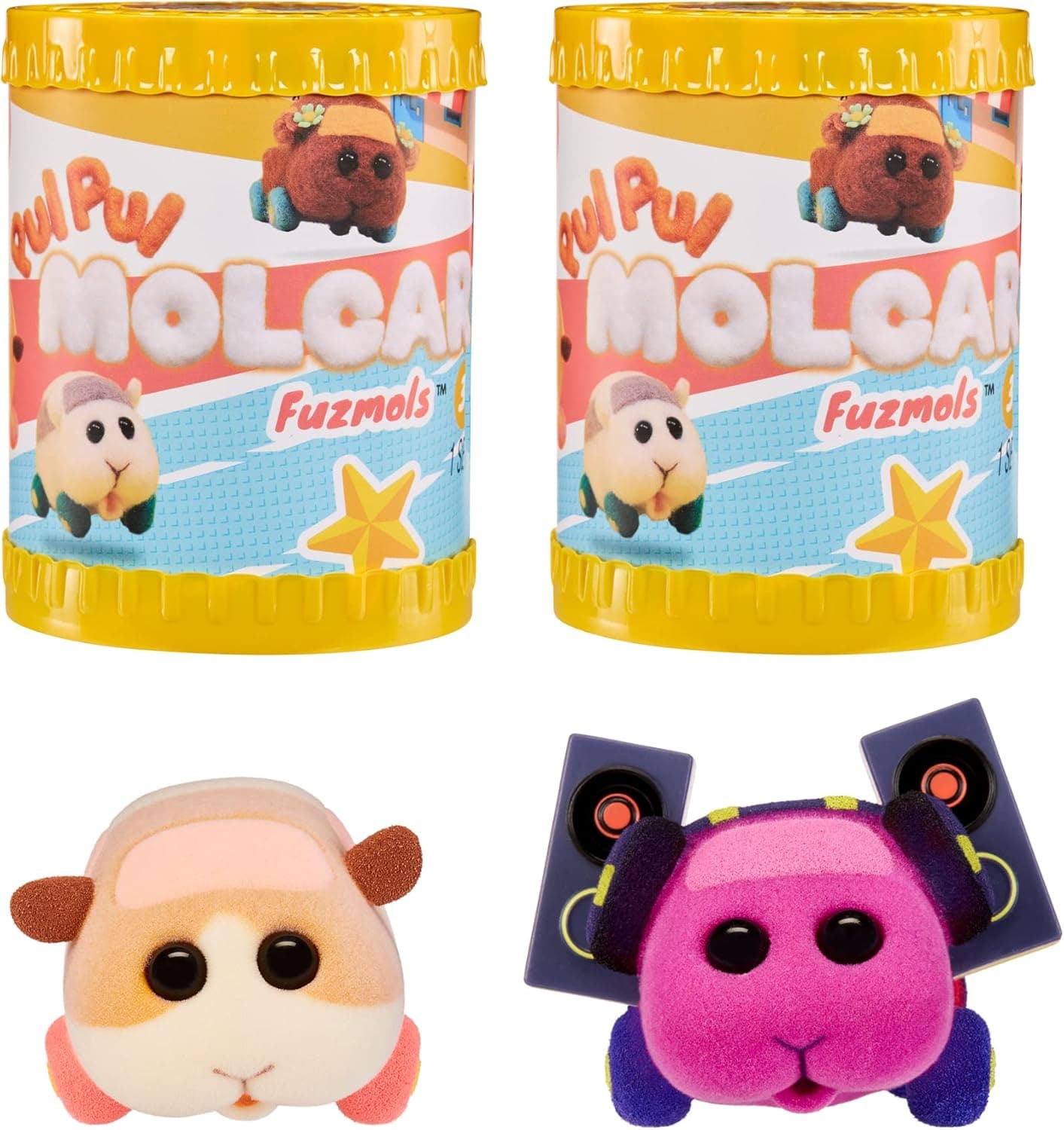 MGA Entertainment Pui Pui Molcar 2.5-Inch Fuzmols™ Figures 2 Pack, Flocked, Reusable Blind Packaging, Toy Gift for Kids Girls Boys Collectors Ages 3 4 5 6 7+