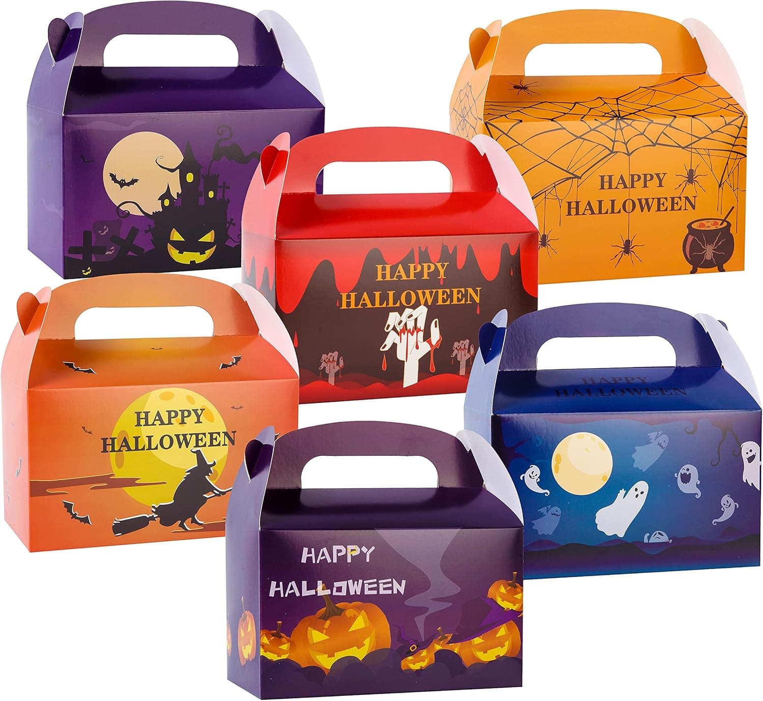 C L cooper life Halloween Party Supplies Gift Treat Gable Boxes Halloween Paper Decorations Favor for Halloween Trick-or-Treat 12 Pack Double-sided Candy Goodie Boxes Bags for Kids