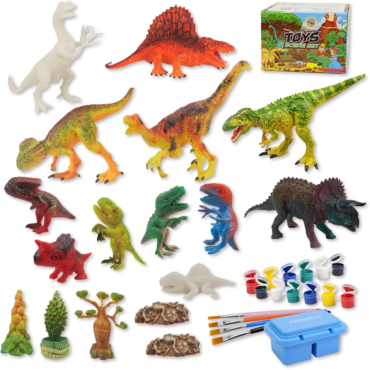 Vivirata Dinosaur Arts and Crafts for Kids Dinosaur Painting Kit with 12 Figurines Paint Your Own Dinosaurs DIY Dino Toys for Boys and Girls Age 3 4 5 6 7 8+ Years Old