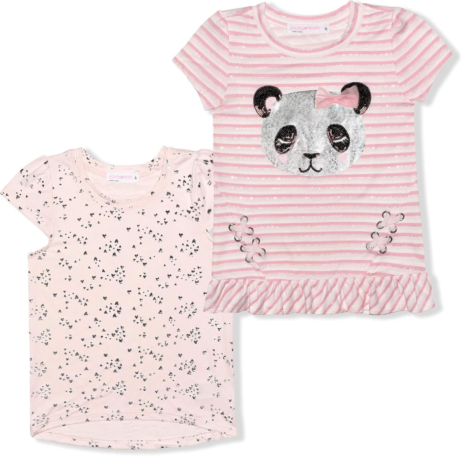 Girl's 2-Pack Unicorn or Panda Graphic Shirt and Printed Tee