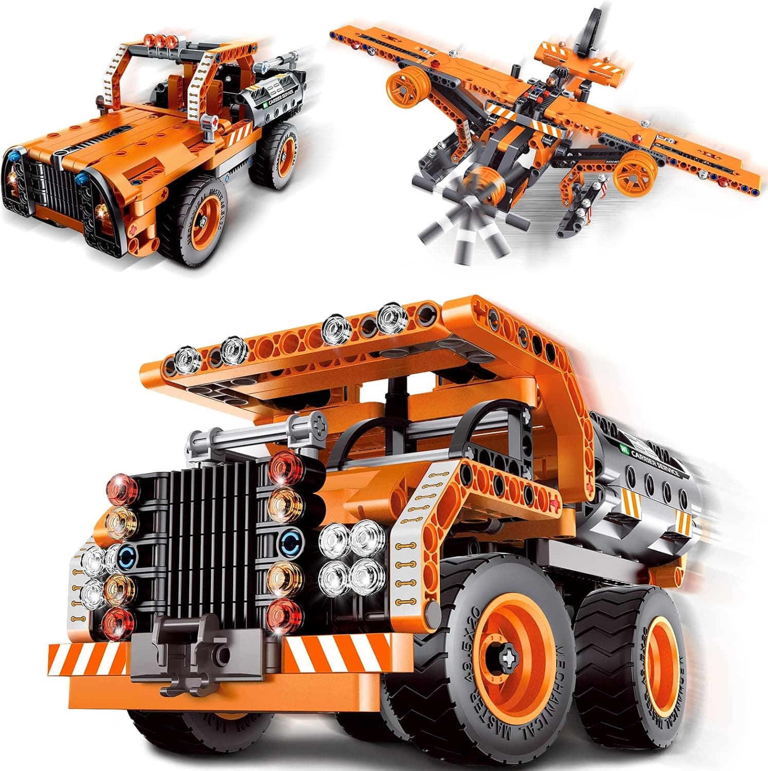 AoHu STEM Toys Building Sets for Boys 8-14, 3 in 1 Dump Truck/Transport Truck/Airplane Construction Engineering Kit STEM Projects for Kids Ages 6 7 8 9 10 11 12, Toys & Gifts for Boys Girls(361Pcs)