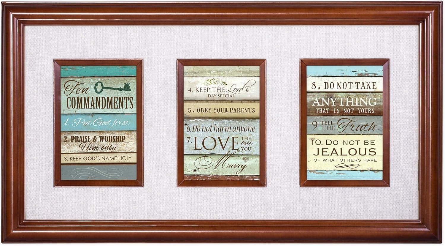 Cottage Garden The Ten Commandments Woodgrain Easel Back Photo Frame