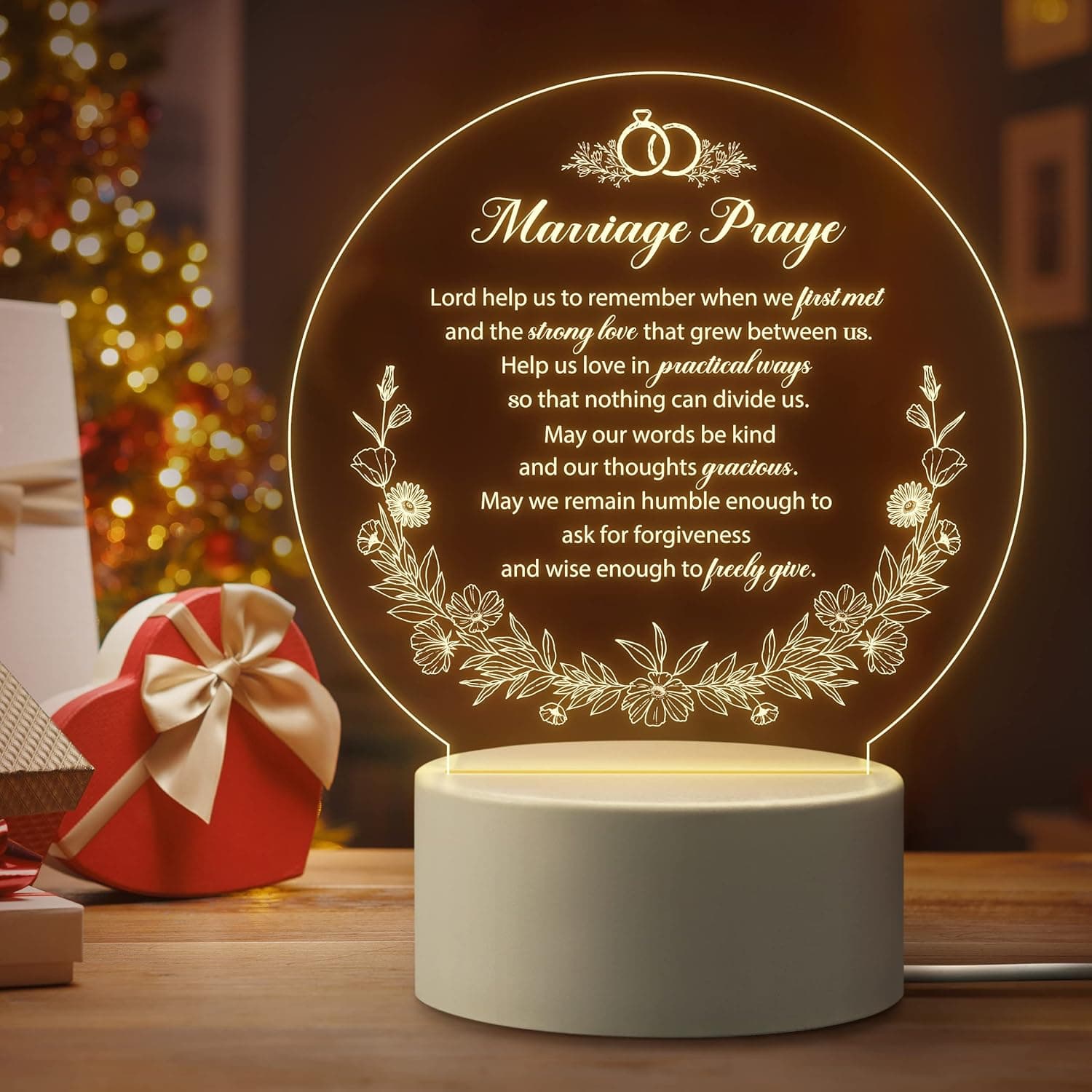 Lunekkh Anniversary Wedding Gifts for Couples, Wedding Gifts for Husband Wife, Personalized Anniversary Engagement Gifts for Newly Couple Newlywed, Unique USB Acrylic Night Light