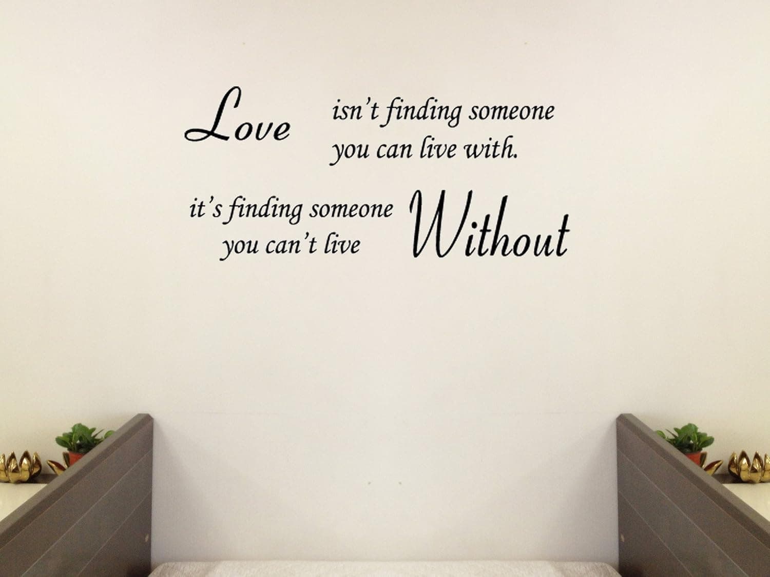 Picniva Black 48" X 22" Love Without Quote Wall Sticker Paper Quote Decal Art Décor