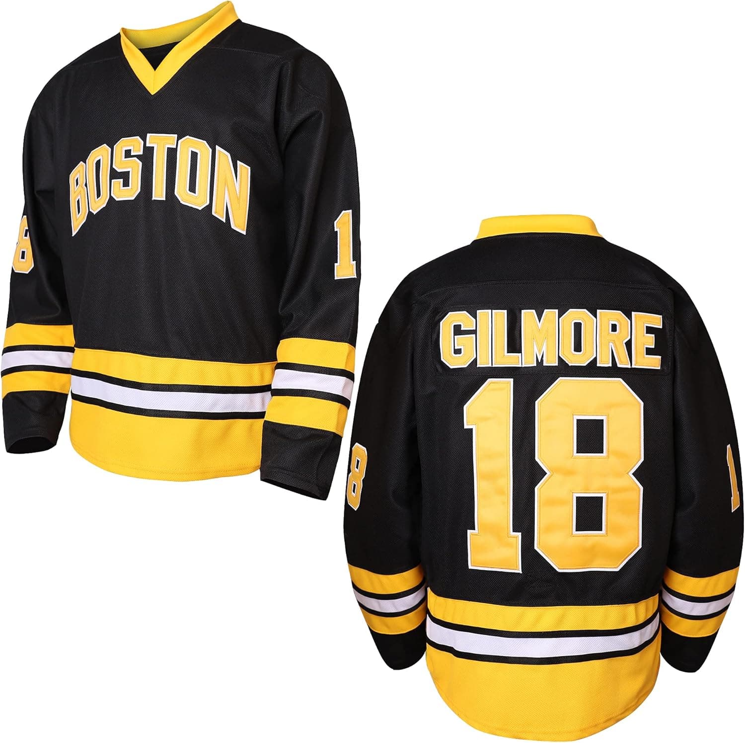 Happy Gilmore #18 Sandler 1996 Movie Ice Hockey Jersey Stitched Men Movie Hockey Jersey Men Black S-3XL (Black, XXX-Large)