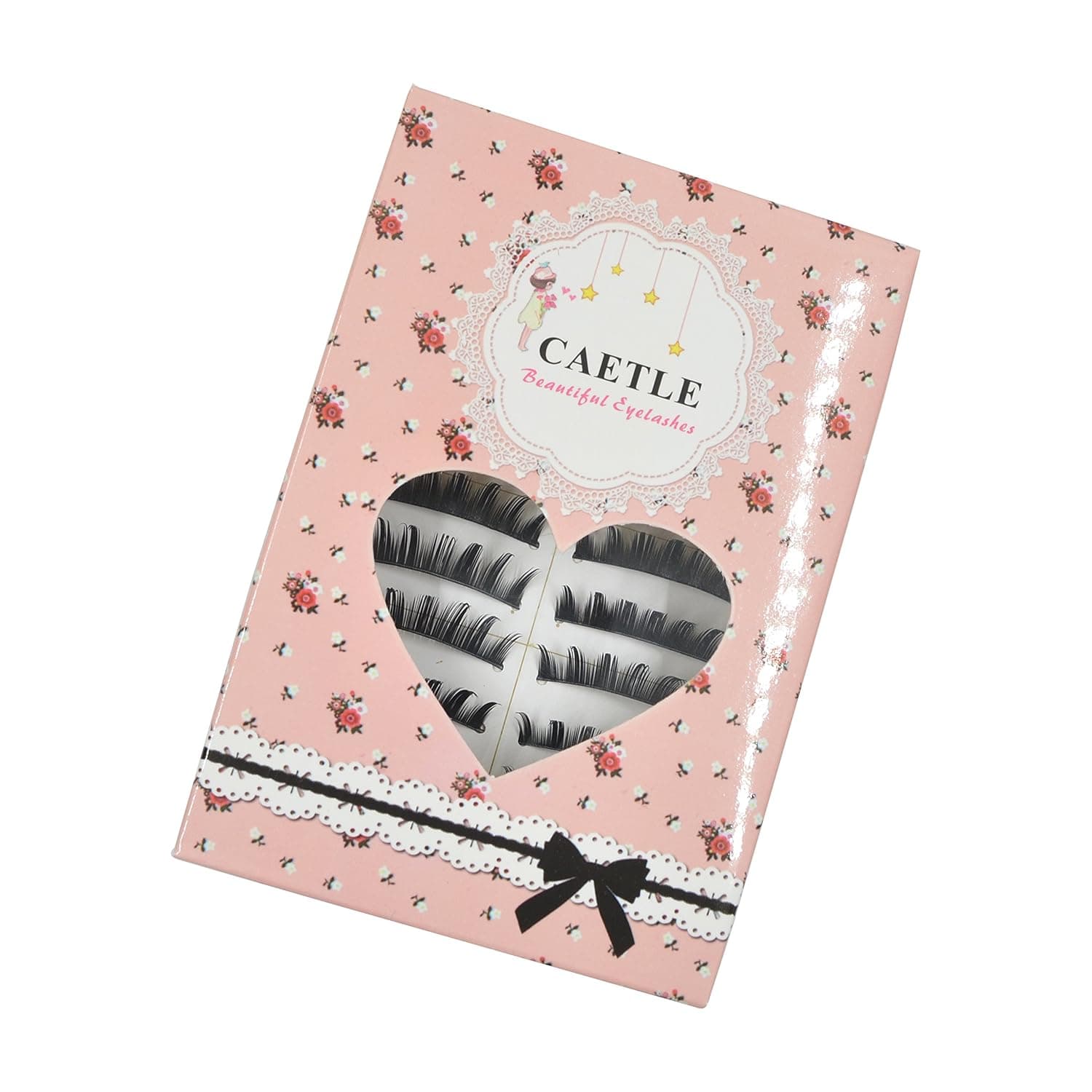 CAETLE® 10 Pair Long Black False Eyelashes Eye Lashes Makeup with Cute Pink Box