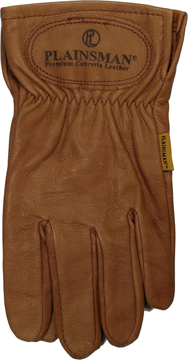 Plainsman Genuine Goatskin Cabretta Leather Gloves Brown 1 Pair Size Large