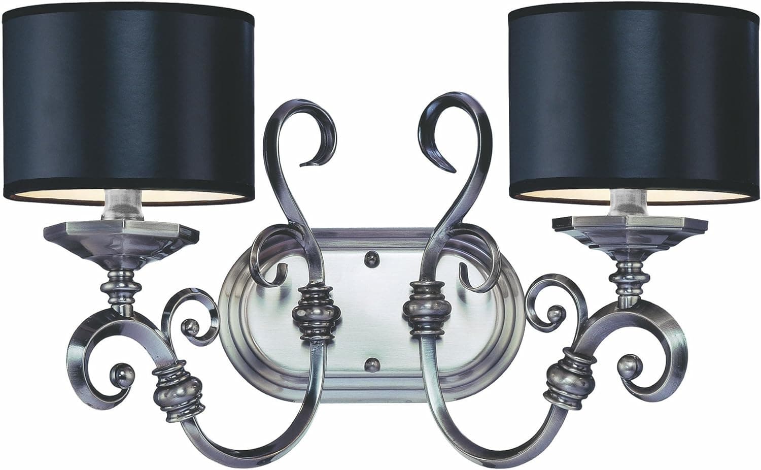 Savoy House Lighting 8-5690-2-187 Mont La Ville 2-Light Bath Bar, Brushed Pewter Finish with Black Shade