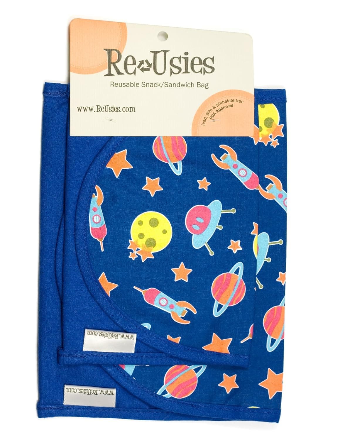 ReUsies 2 Pack Snack and Sandwich Reusable Bags, Space Cadet