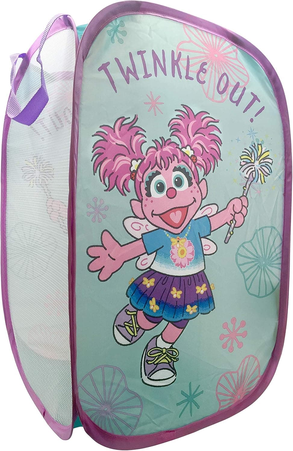 Sesame Street Abby Cadabby Pop Up Hamper - Mesh Laundry Basket/Bag with Durable Handles, 22" x 14" (Official Sesame Street Product)