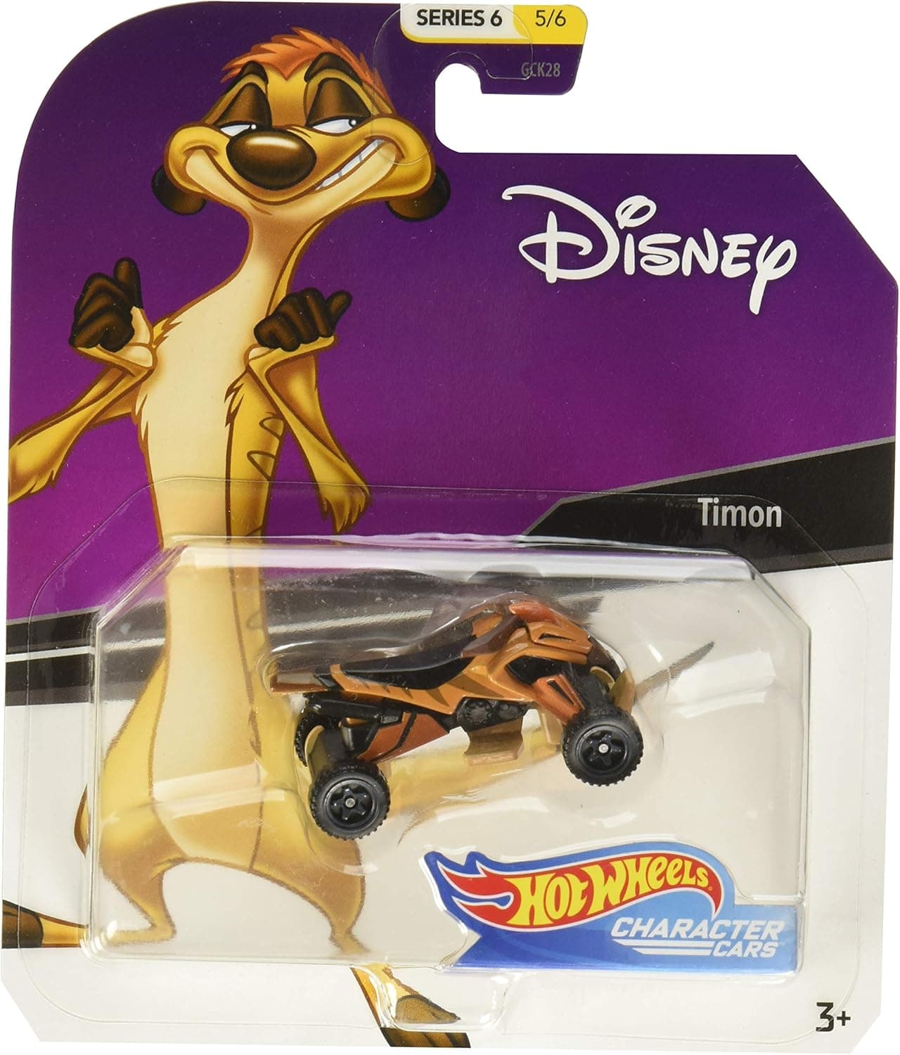 Hot Wheels Lion King Timon Character Car, Series 6, 1:64 Scale