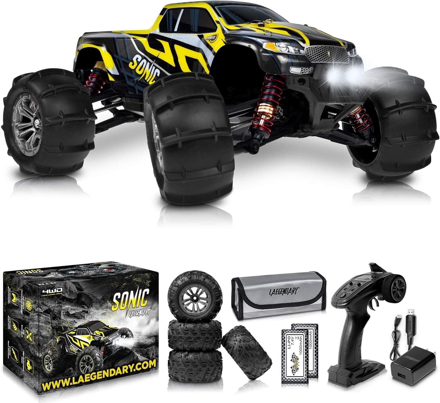 1:16 Brushless Large RC Car 60+ kmh Speed and 1:10 Scale Large RC Car 50+ kmh Speed - Kids and Adults Remote Control Car 4x4 Off Road Monster Truck Electric - Waterproof Toys Trucks - 2 Batteries