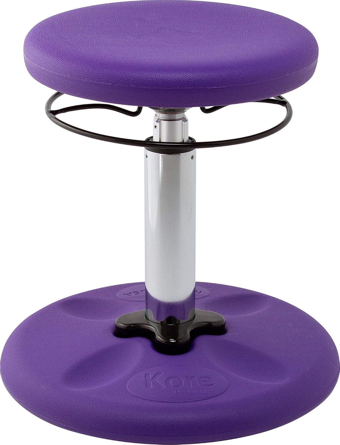 Kore Kids Adjustable Height Standard Wobble Chair - Flexible Seating Stool for Classroom, Elementary School, ADD/ADHD - Assembled in The USA, Purple (14in-19in)