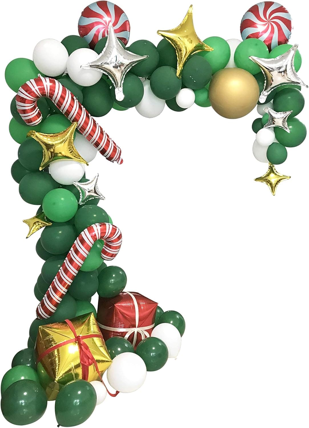 Updated 2021 Christmas Balloon Garland Arch kit 152 Pieces Christmas Balloon Decorations Balloon with Pump Hand Held Candy Cane Balloons Gift Box and Star Balloons Green Set (Green)