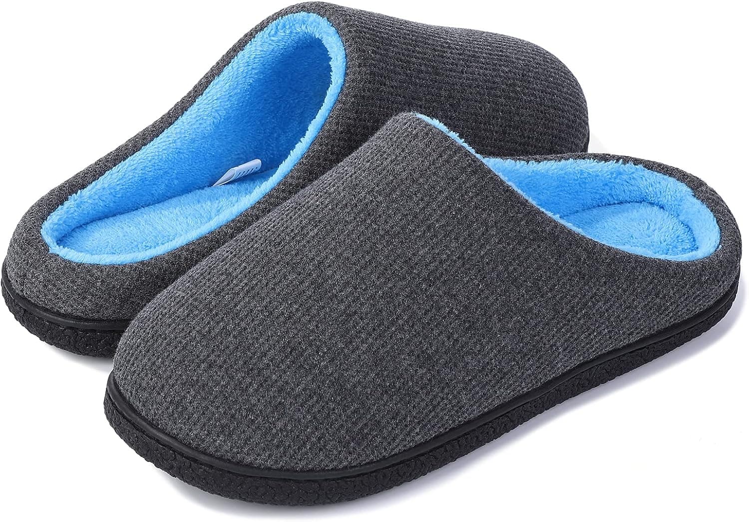 SMXKUME Slippers for Men and Womens, Memory Foam House Slippers,Warm Plush Bedroom House Shoes Indoor Outdoor Anti-Skid Rubber Sole