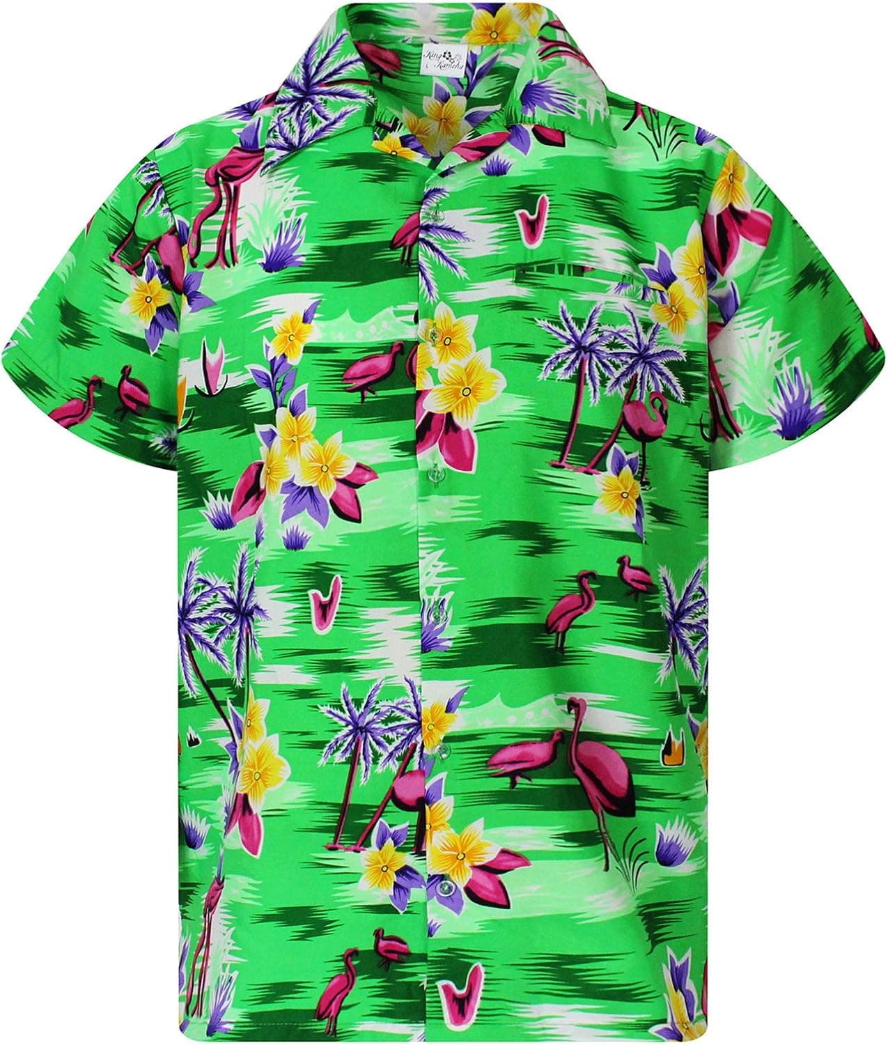 Hawaiian Shirt for Men Funky Casual Button Down Very Loud Shortsleeve Unisex Flamingos