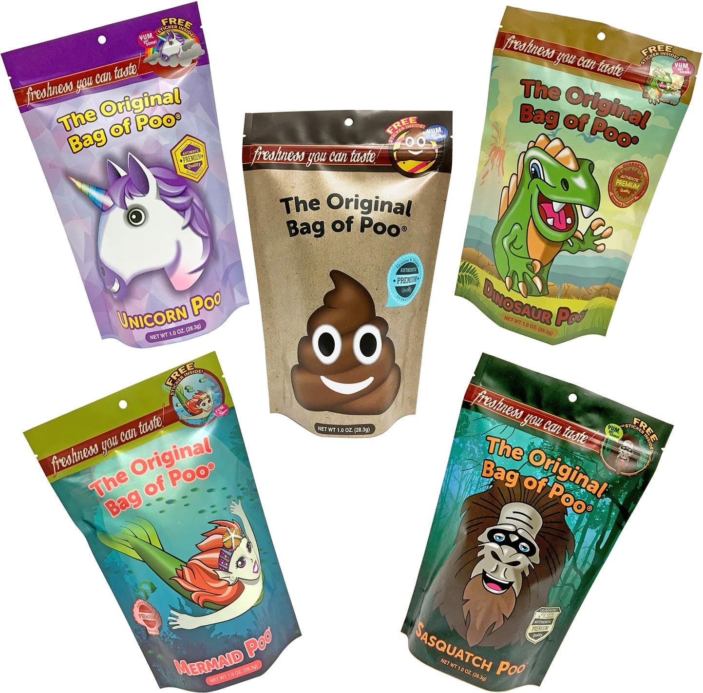 The Original Bag of Poo, Novelty Poo Assorted Flavored Cotton Candy Gag Gift (Mythical Variety Pack)