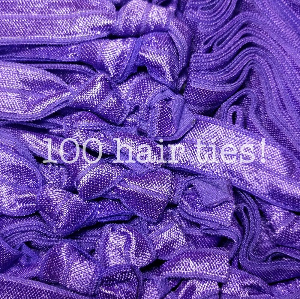100pc No Crease Knotted Hair Ties - Solid Color Packs (Purple)
