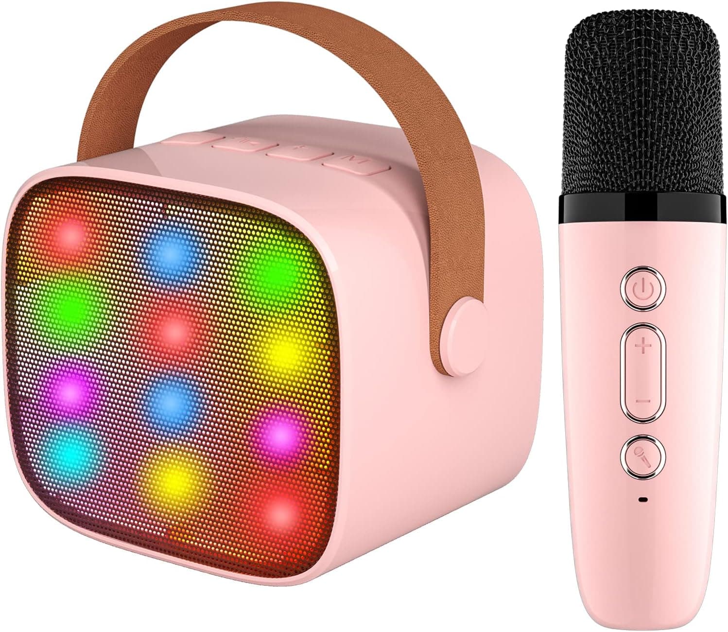 YLL Kids Karaoke Machine, Portable Bluetooth Speaker with Wireless Microphone for Adults, Karaoke Toys Gifts for Girls Ages 4, 5, 6, 7, 8, 9, 10, 12 +Year Old Birthday Party (Pink)