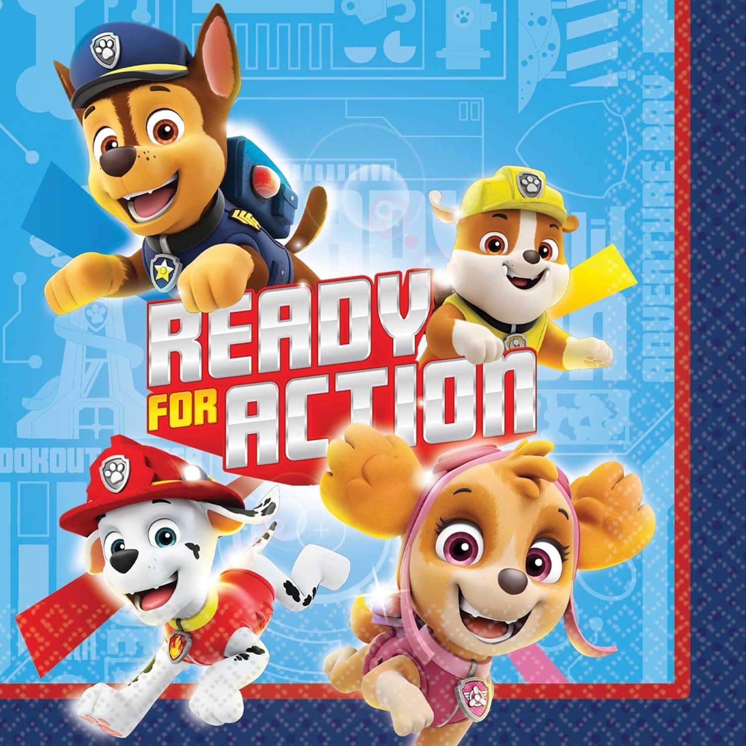 "PAW Patrol Adventures" Blue Beverage Party Napkins, 5" x 5", 16 Ct.