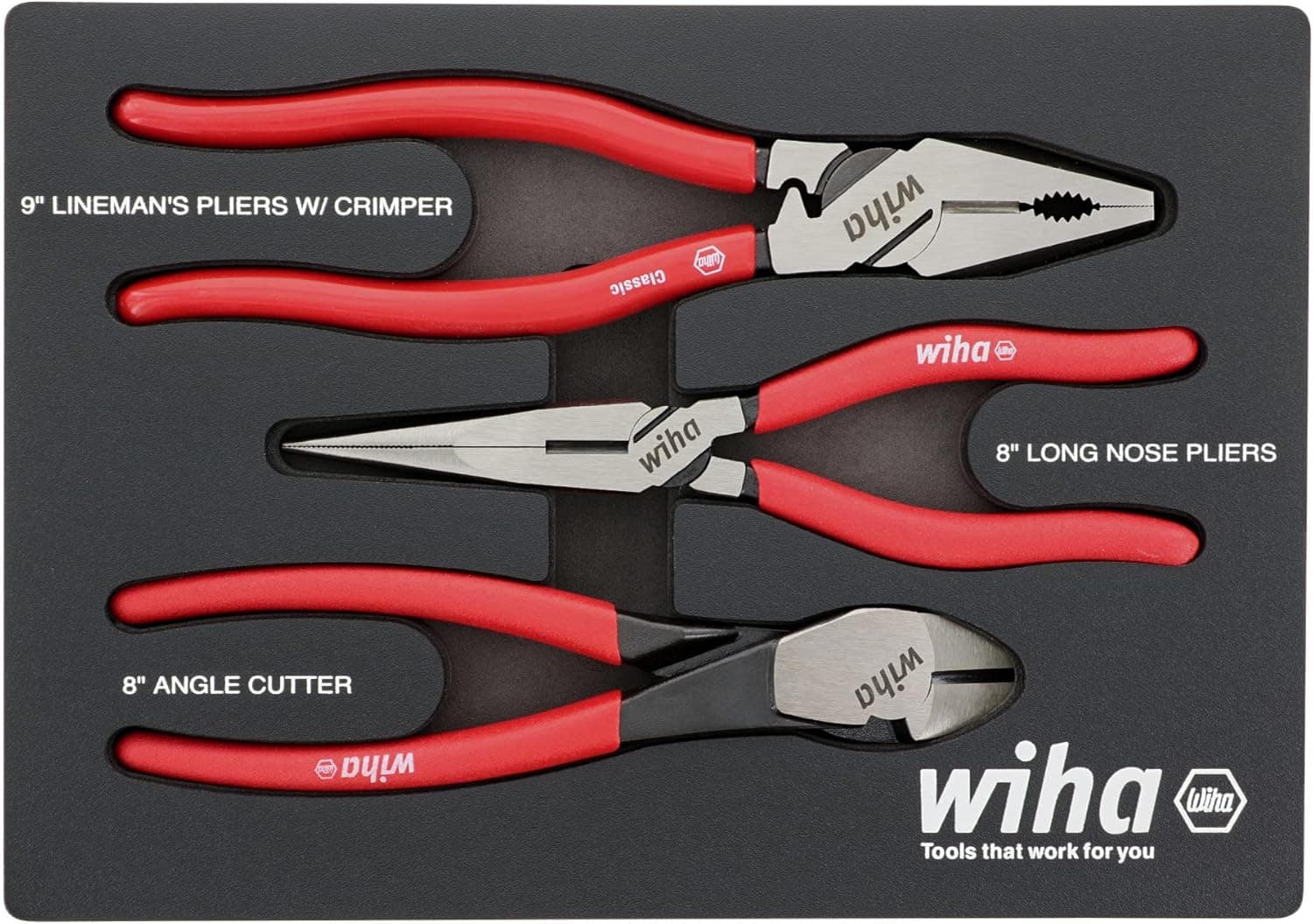 3 Piece Classic Grip Pliers and Cutters Tray Set