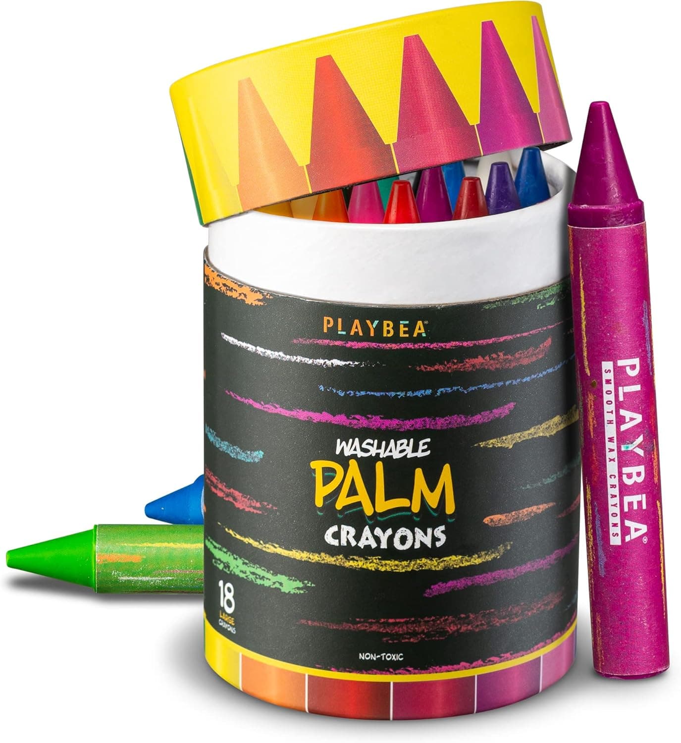 PLAYBEA 18 Colors Jumbo Crayons for Kids Ages 2-4 - Non Toxic Washable Toddler Crayons for Kids Ages 4-8 | Easy To Hold Large Crayons | Crayons for Toddlers Age 1 | Toddler Crayons Ages 1-3
