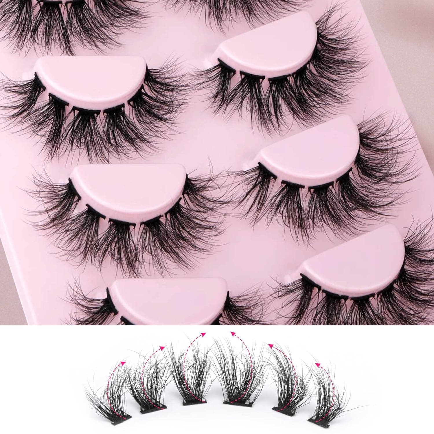 Lash Clusters Eyelash Wispy Lashes Mink Cluster Individual Eyelashes Extension Fluffy Natural Look False Eyelashes 6D DIY Eye Lashes by EYDEVRO (60 Clusters,14-18mm)